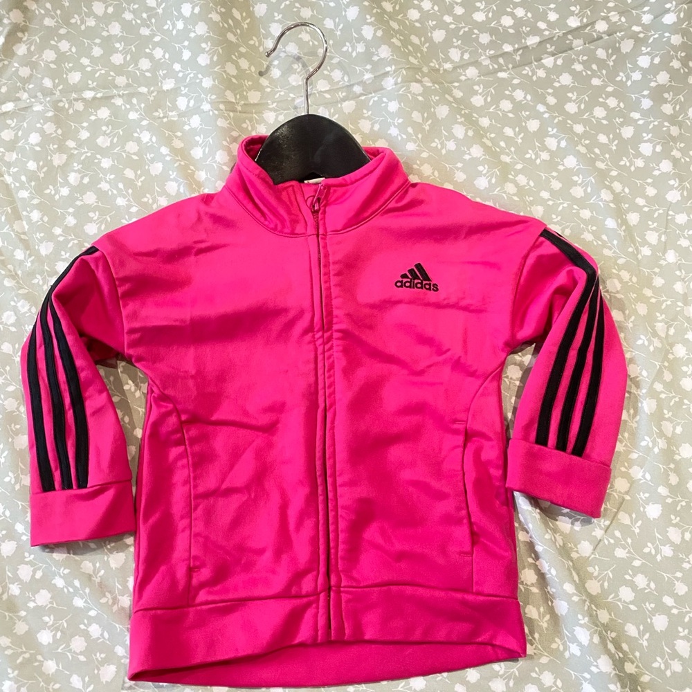 Adidas Fuchsia Jacket with Black Stripes